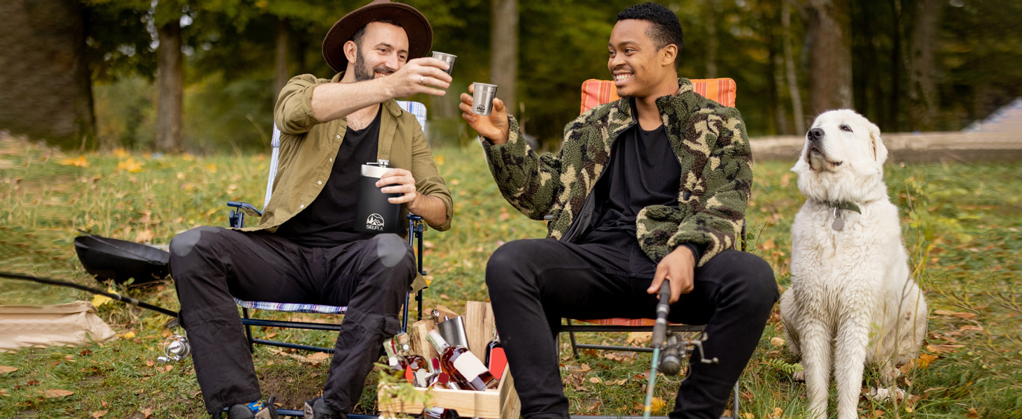 Набір стаканів з нержавіючої сталі SELFLA – стакани та пляшка для кемпінгу, подорожей, альпінізму та пригод – легкі, міцні, легко миються