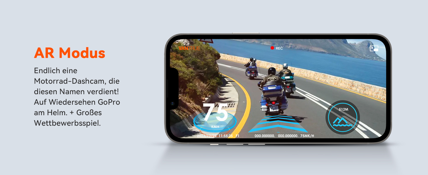 Мотоциклетний відеореєстратор VANTRUE F1 4K + 1080P (передній та задній), нічна зйомка STARVIS