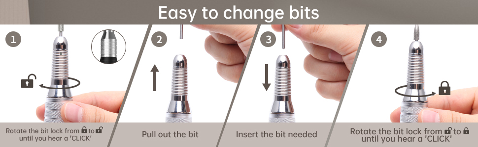 Електрична нігтьова пилка Kredioo для гелю та акрилу з LED-дисплеєм та 6 насадками