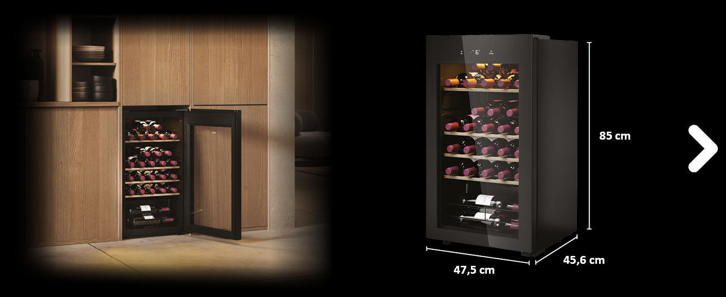 Haier 34 Bottle Wine Refrigerator - 1 Zone Wine Cooler with UV Glass Door, Wi-Fi & Touch Display