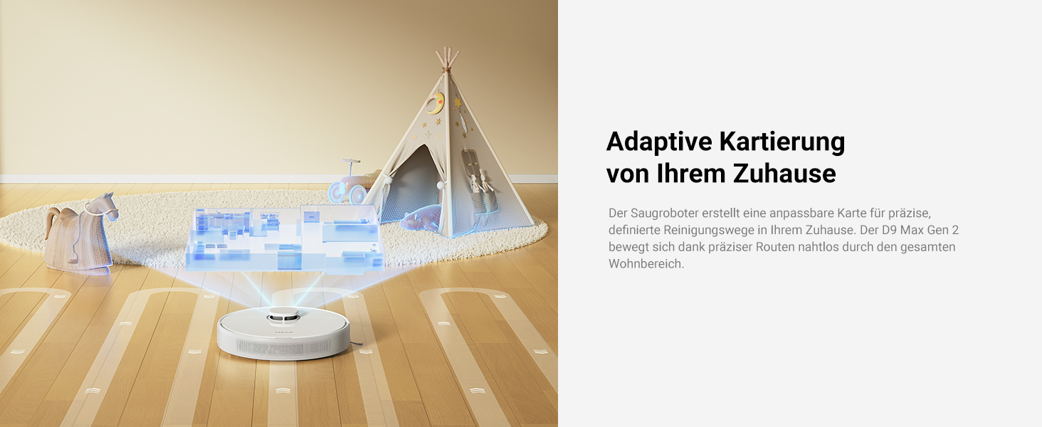 Робот-пилосос Dreame D9 Max Gen2 з функцією миття, 4000Pa, LDS-навігація, 150 хв роботи, карти для різних поверхонь, ідеальний для килимів, твердих підлог та шерсті тварин, керування через додаток