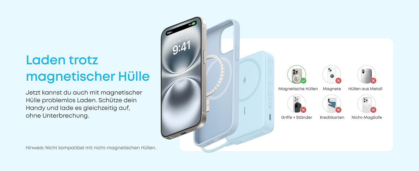 Anker Zolo Powerbank магнітна, 10000mAh, 30W, бездротова зарядка, для iPhone 17/16/15, AirPods, чорна