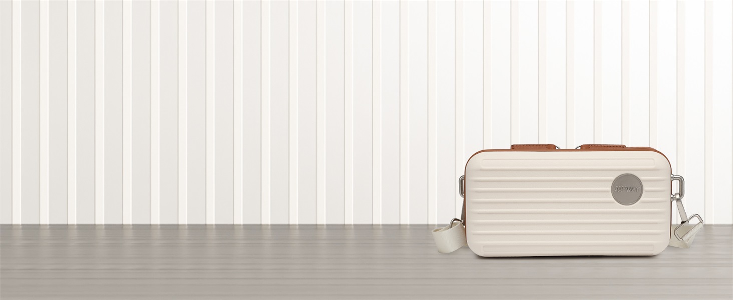 Набір валіз Joyway 5шт з жорстким корпусом, 4 колеса та TSA-замок. В комплекті: косметичка та сумка. Колір: білий/коричневий