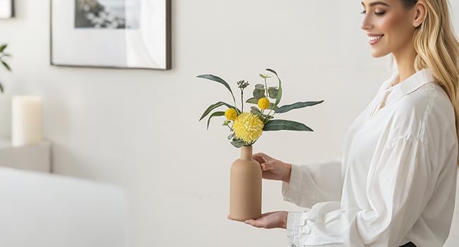 Modern Ceramic Vase Set (4-Piece) - Morandi Colors, Minimalist Table Decor, Nordic Style, Boho Scandinavian Vase Set