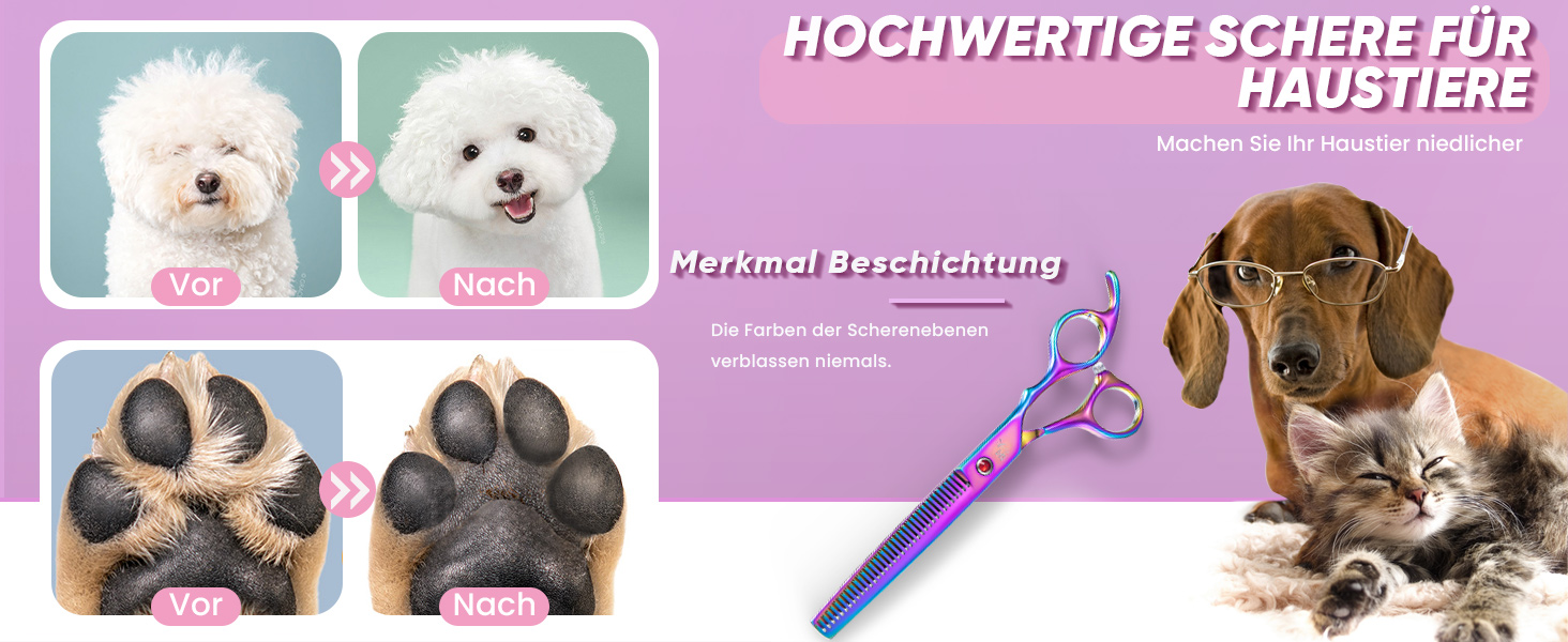 Професійна ножиця для грумінгу собак Chunker, ножиці для розрідження шерсті, нержавіюча сталь 440C, кольорова (Rainbow-thinning)