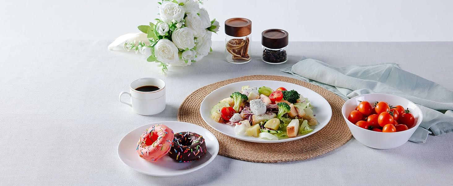 Набір посуду на 6 осіб (18 предметів), Opalglas, включає: миски, десертні та обідні тарілки (білий)