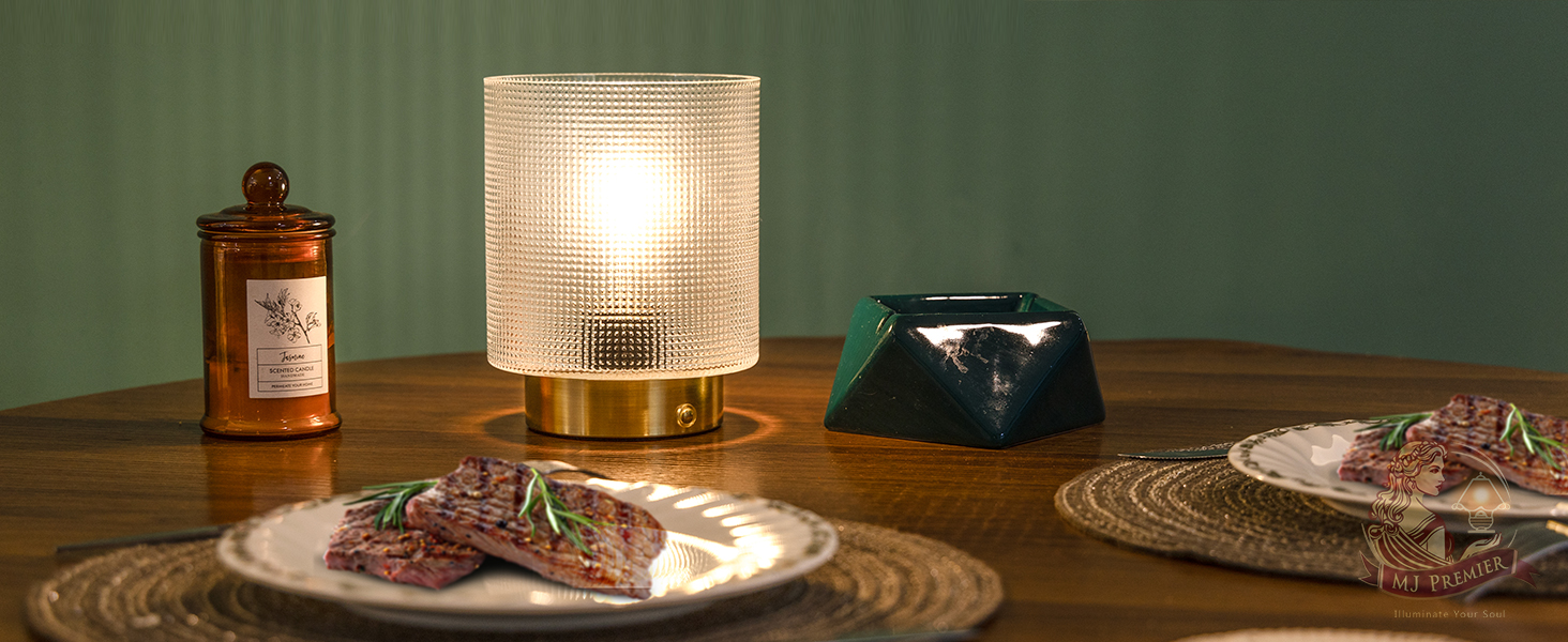 Бездротова настільна лампа з таймером, вінтажний дизайн, LED, скло, для дому та вулиці, диммування, сірий колір, розмір L