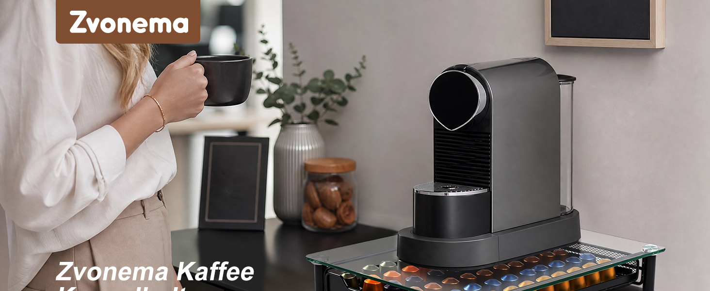 Тримач для капсул Nespresso прозорий на 60 капсул, металевий та скляний органайзер для кави, висувний дизайн