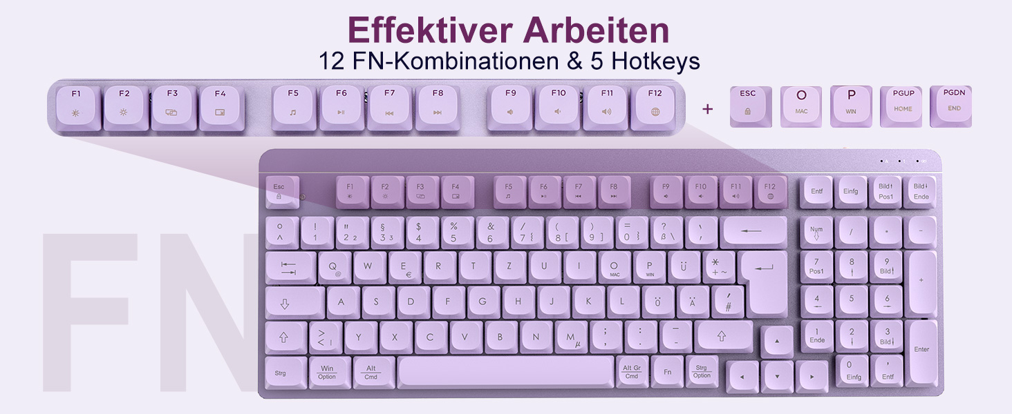 Leadsail FA98 Бездротова Механічна Клавіатура та Миша, QWERTZ, 98 Клавіш, 1600 DPI, для Windows/MacOS/PC/Laptop (Лідська)