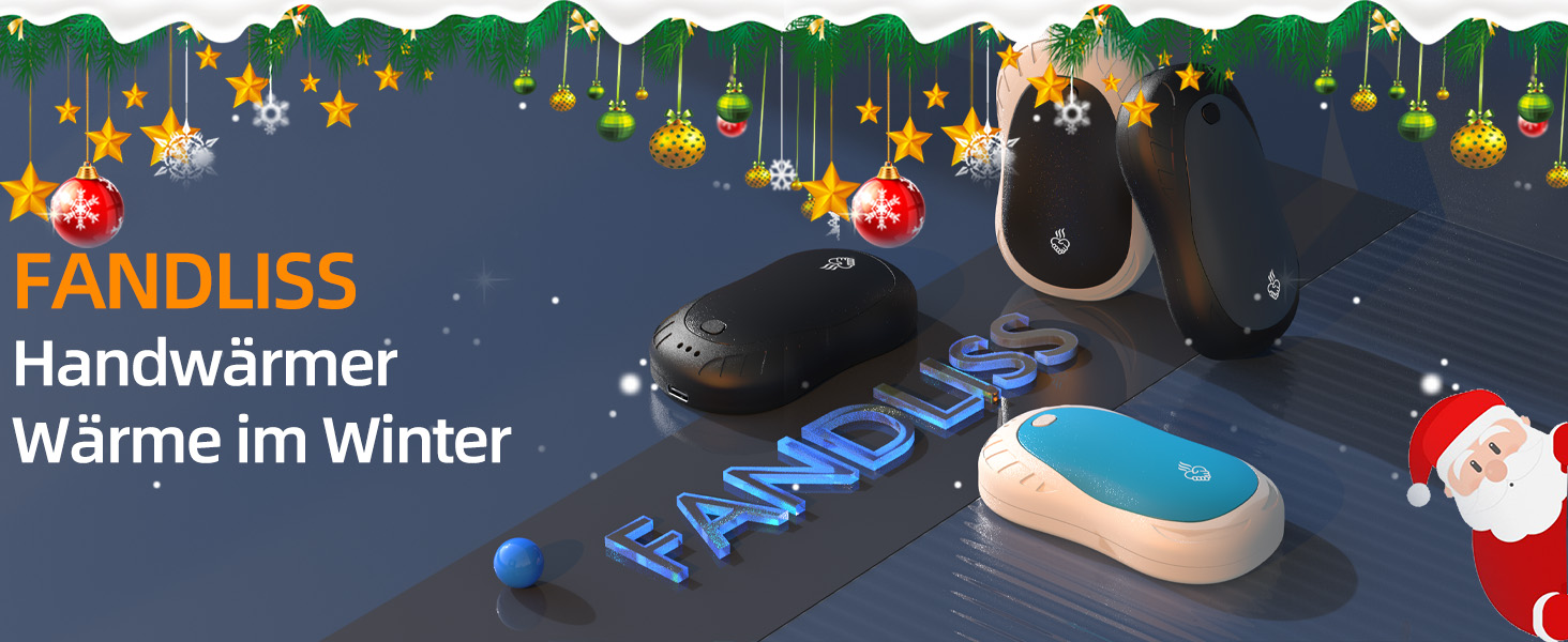 Електричні грілки для рук, 2 шт. Переносні кишенькові грілки, акумуляторні, 6000mAh, 3 режими нагріву, швидкий нагрів, ідеальний подарунок для спорту на відкритому повітрі, Різдво взимку, білий/чорний