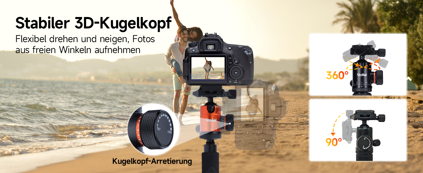 Штатив Rollei C5I Orange: легкий, алюмінієвий, для макрозйомки та подорожей | Monopod