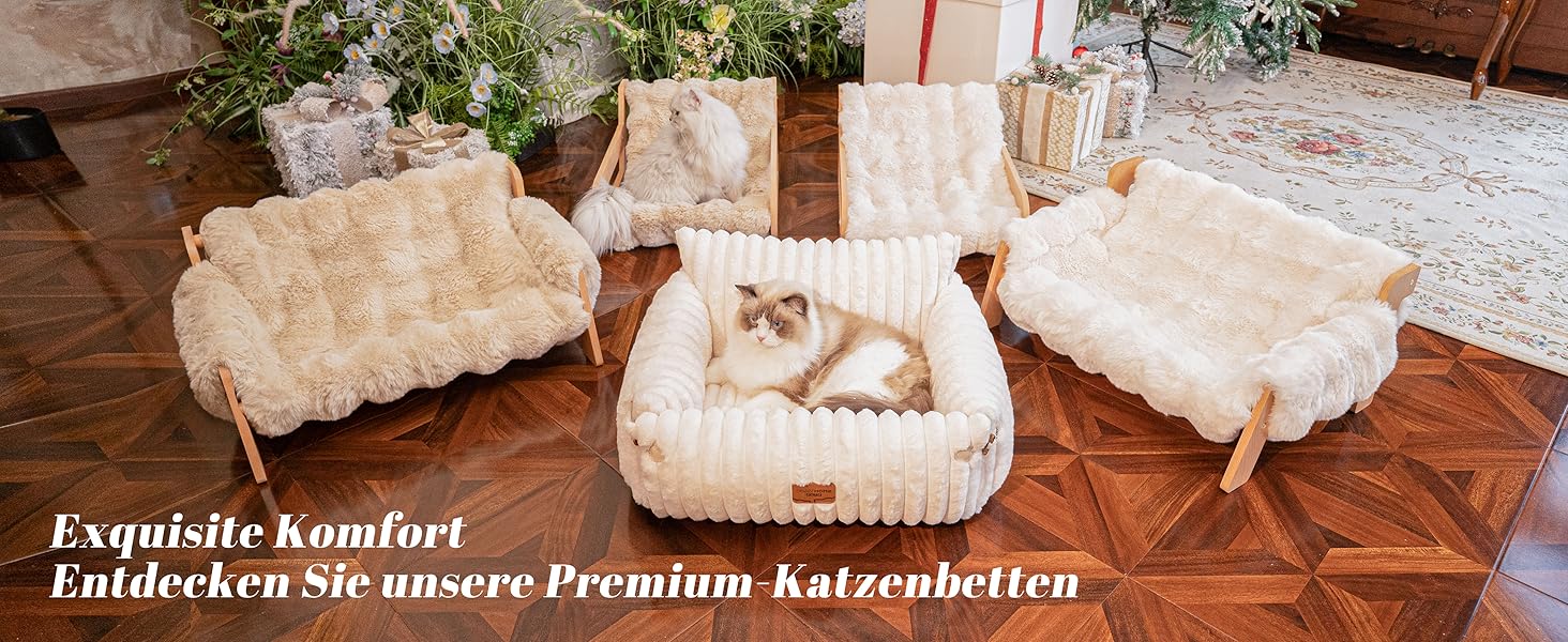 Катяче ліжко CheerPals з бука, 70x47 см. Велике софа-стілець для котів з знімною, пральною плюшевою наволочкою (ватою). Макс. вага 15 кг. Підходить для всіх котів.