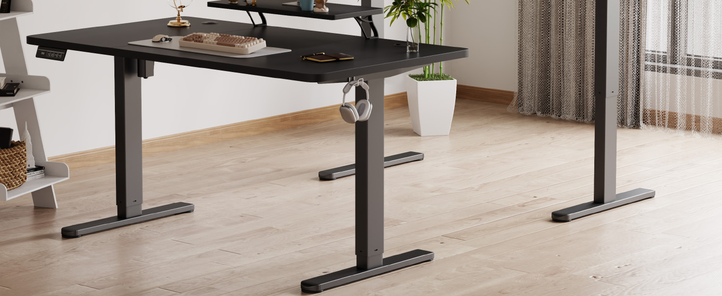 Adjustable Height Standing Desk with Monitor Stand - Electric Ergonomic Desk, 120x60cm & 180x80cm White/Black