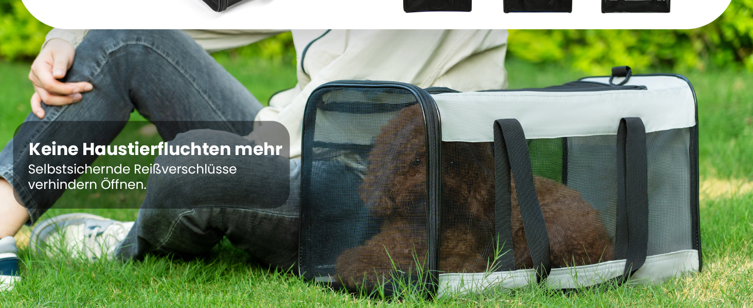 Транспортна переноска для котів Conlun, м'яка переноска з сіткою з 4 сторін, підходить для перевезення в літаку, для кошенят та невеликих котів до 6 кг, складана переноска для собак, (51x31x31 см, блакитна)