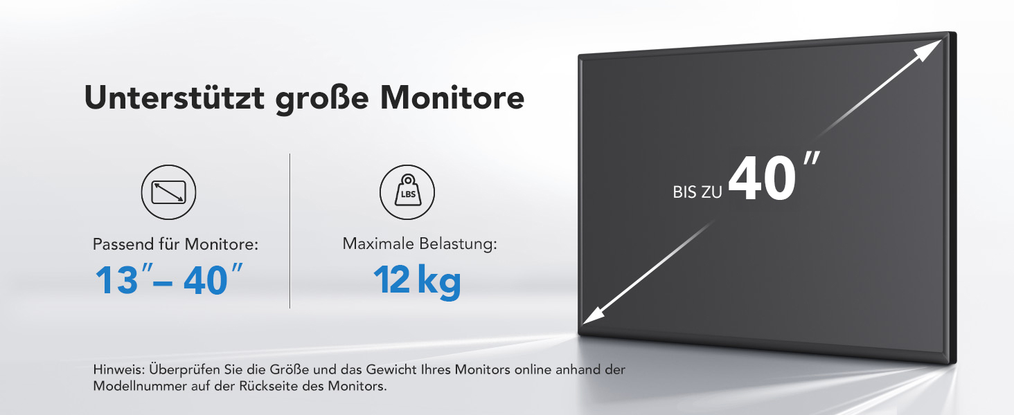 Кріплення для монітора HUANUO, 13-49 дюймів, регульований, підтримує 2-12 кг, з USB, VESA 75/100 мм