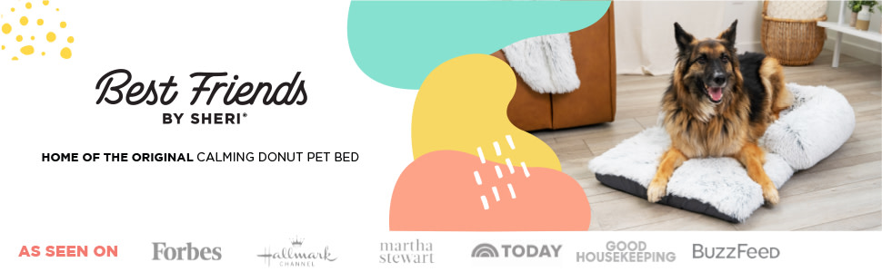 Круглий лежак для тварин Best Friends by Sheri Calming Donut Lux - штучне хутро, 58x58 см, сірий (з валиком для шиї)