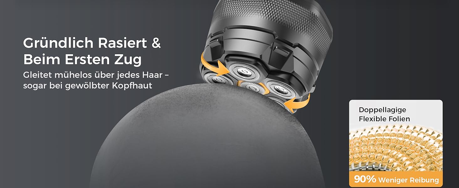 Машинка для гоління голови чоловіча DOAO, акумуляторна, водонепроникна, з Type-C, магнітна, 180 хв роботи