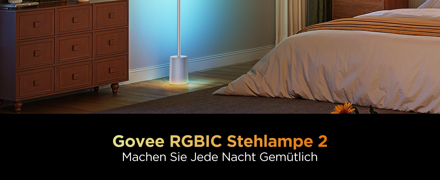 LED-лампа Govee RGBIC 152 см - диммування, 1725 люмен, керування Matter, музичний режим, для дому, спальні, ігрової кімнати (сірий)