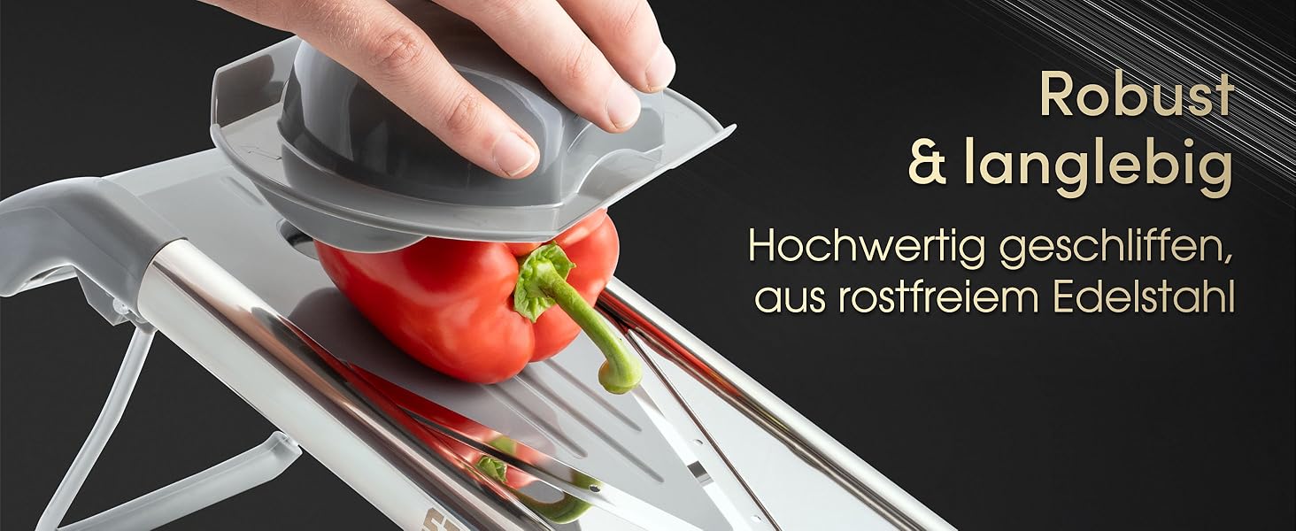 Набір для нарізки овочів STONELINE V - 9 предметів: для нарізки скибочками, соломкою, кубиками, спіралями. З нержавіючої сталі. Кухонний овочевий слайсер, тертак, спіралізатор, слайсер для картоплі фрі, сірий