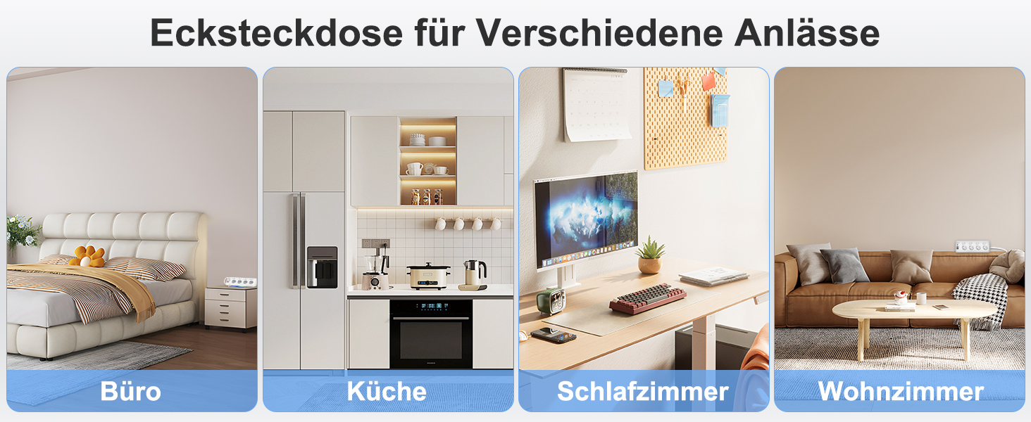 Мережева розетка з 2 USB-C (PD 20W) та 1 USB-A, трьохсекційна з вимикачем, захист від перенапруги, зручна для зберігання, розподільник для подорожей, кабель 1,5 м (кутова розетка)