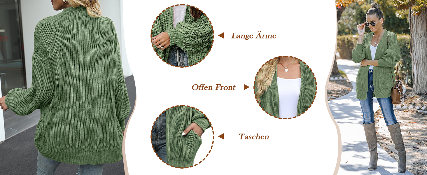 Жіночий в'язаний кардиган оверсайз з відкритим передом, велика в'язка, теплий, кавового кольору, довгі рукави, осінь