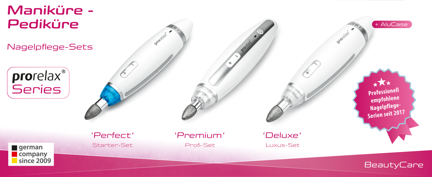 Набір для манікюру та педикюру Prorelax PERFECT | Для жінок та чоловіків | Професійний догляд за руками та ногами вдома та в дорозі | 5 високоякісних насадок з хірургічної сталі