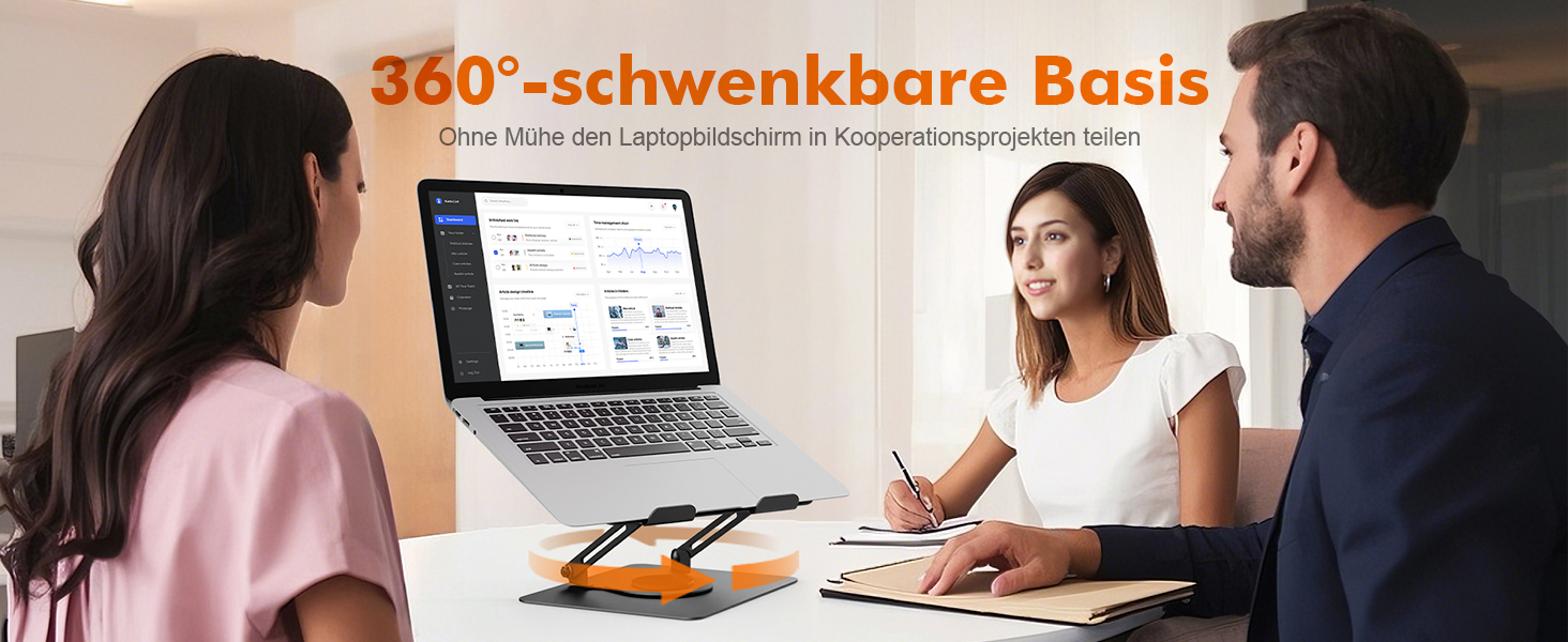 Підставка для ноутбука GRIFEMA GB1050, регульована по висоті, 360° обертання, ергономічна та з вентиляцією, сумісна з MacBook, Dell та ноутбуками 11-17 дюймів, чорна