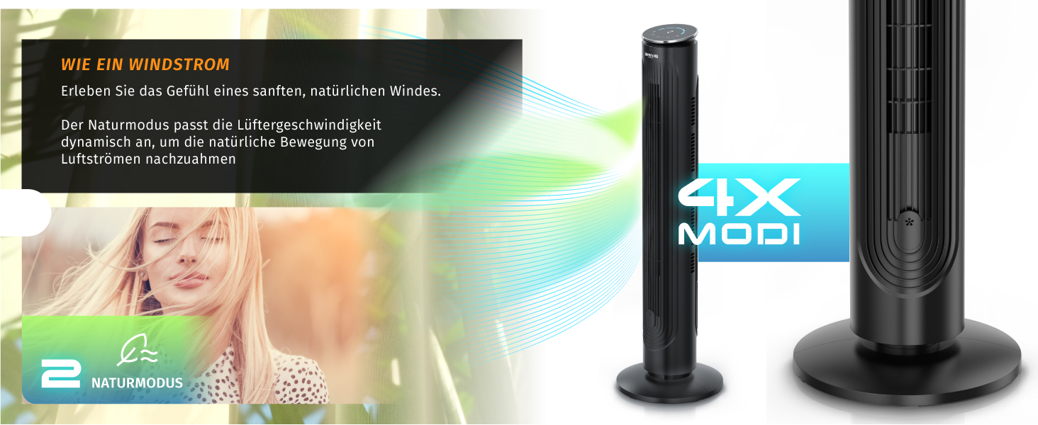 Вентилятор Brandson з дистанційним керуванням, арома-відсіком, тихий, з осциляцією, таймером, 4 режими, 5 швидкостей, LED дисплеєм, чорний