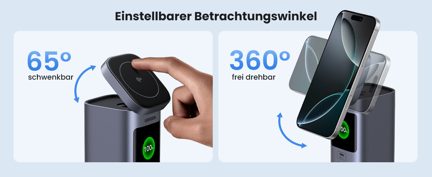 Power Bank UGREEN Nexode 20000mAh 145W з Qi2, 15W бездротовою зарядкою та TFT дисплеєм, сумісний з iPhone 16/15, MacBook