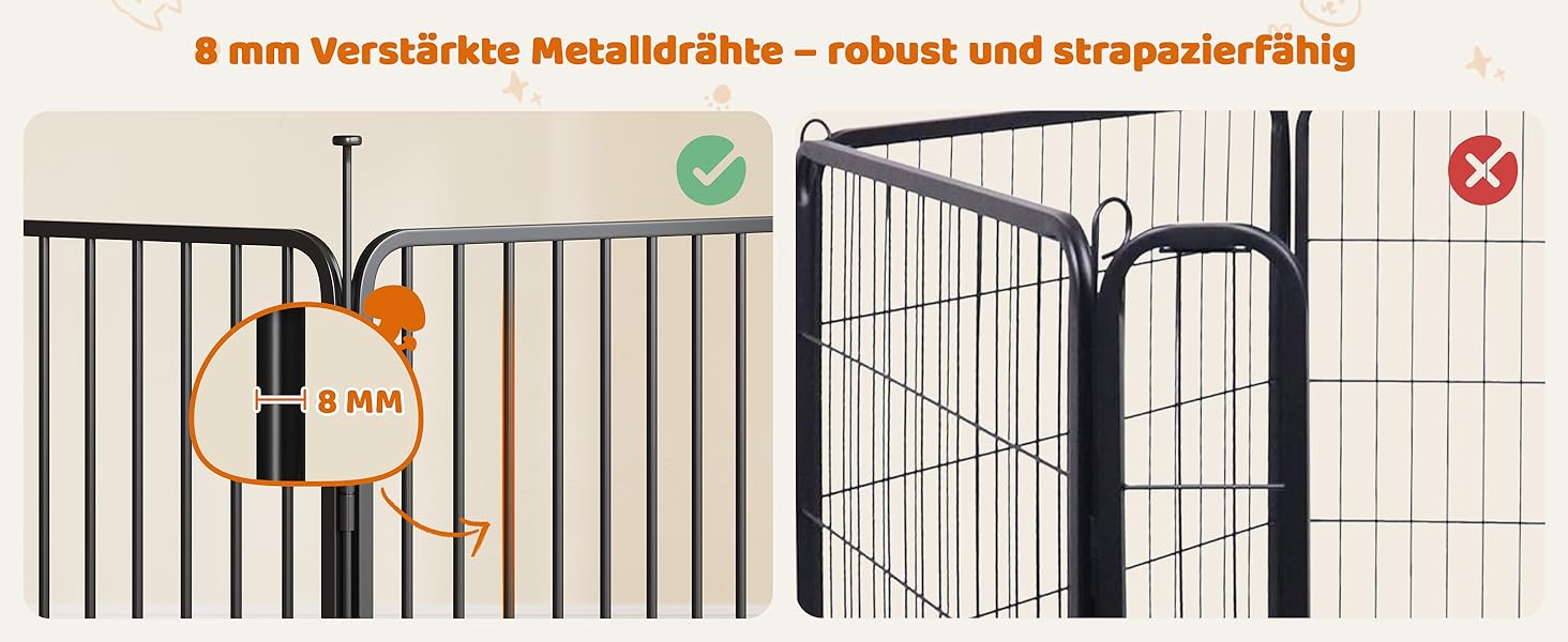 Вольєр для цуценят Yaheetech 24-секційний з замком, тихі труби, захист для підлоги, посилені металеві дроти, 80 см, для квартири та саду