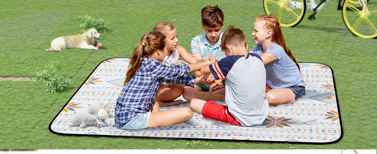 Плед для пікніка 200x200 см водонепроникний, пральний, антипісочний - килимок для пляжу, кемпінгу, 4-6 осіб, з ручкою для перенесення
