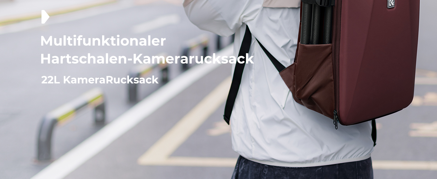 Рюкзак для камери K&F Concept F-red з жорсткою оболонкою, відділенням для ноутбука 15.6 дюймів та дощовиком, для дронів та фотообладнання