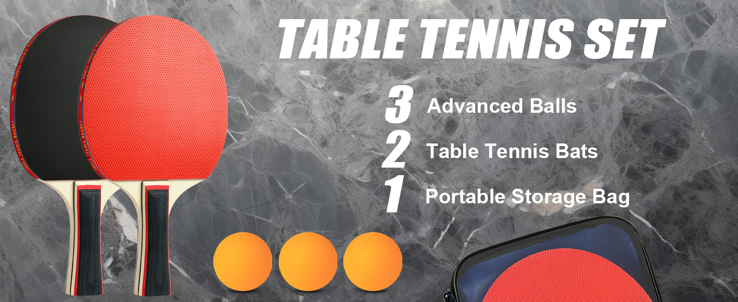 Набір для настільного тенісу Flintronic: 2 ракетки + 3 м'ячі, з сумкою для початківців та професіоналів (#2 Upgrade Black)