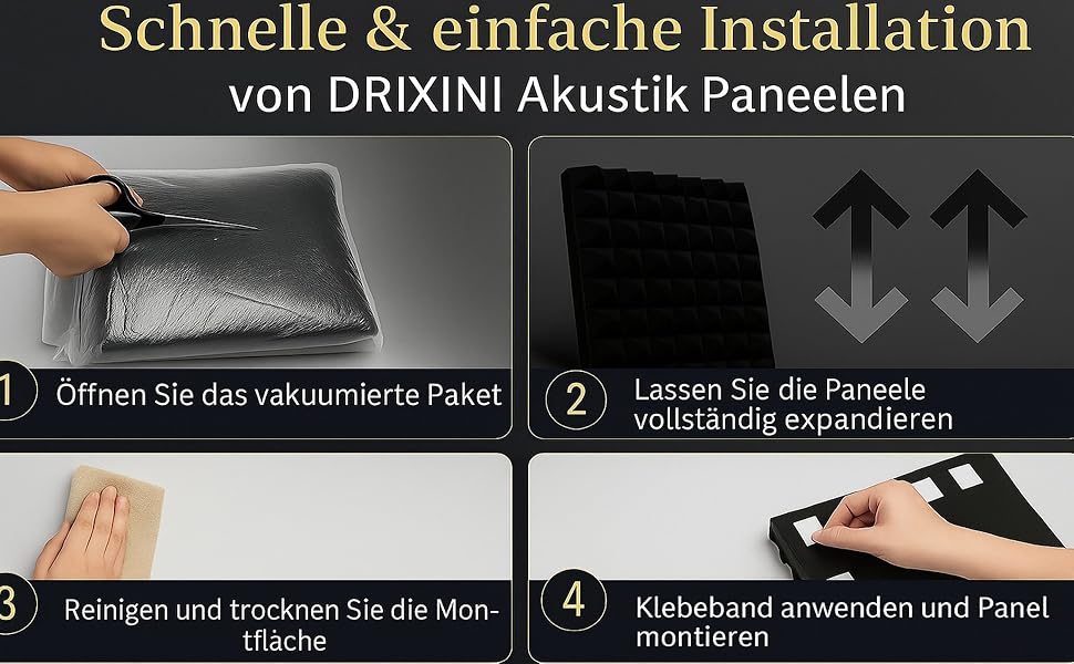Акустичні панелі для шумоізоляції 30x30x5 см, набір 6 шт. (Сірий) — Професійні звукопоглинаючі панелі для студії, подкастів, дому та офісу з клейкою стрічкою