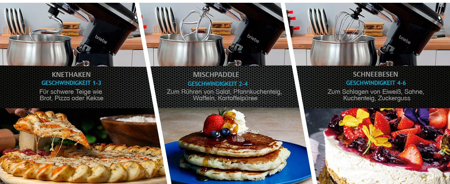 Професійна кухонна машина для тіста та приготування їжі 1800W MAX з орбітальним рухом, міткою, гаками та лопатками, 5-літрова чаша, 6 швидкостей + імпульсний режим, LED-сенсорний дисплей, KM1164