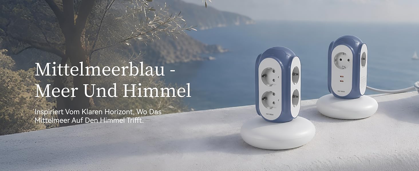 Сетевий фільтр-башня MiaoLab на 6 розеток з вимикачем, захистом від перенапруги 1420J та перевантаження, кабель 2м, вогнетривкий корпус, колір Тоскана-беж