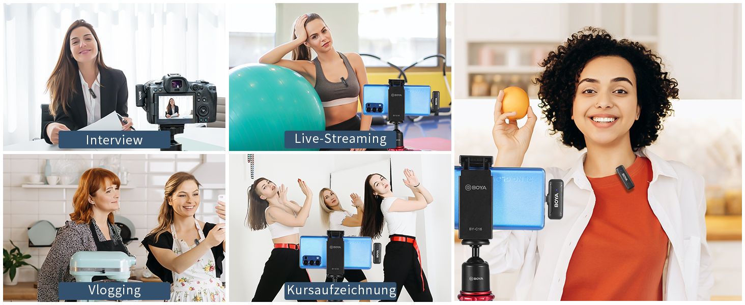 BOYA BY-WM3T-U2: Бездротовий петличний мікрофон з USB-C для Android/iPhone - 100м, 32год, шумозаглушення