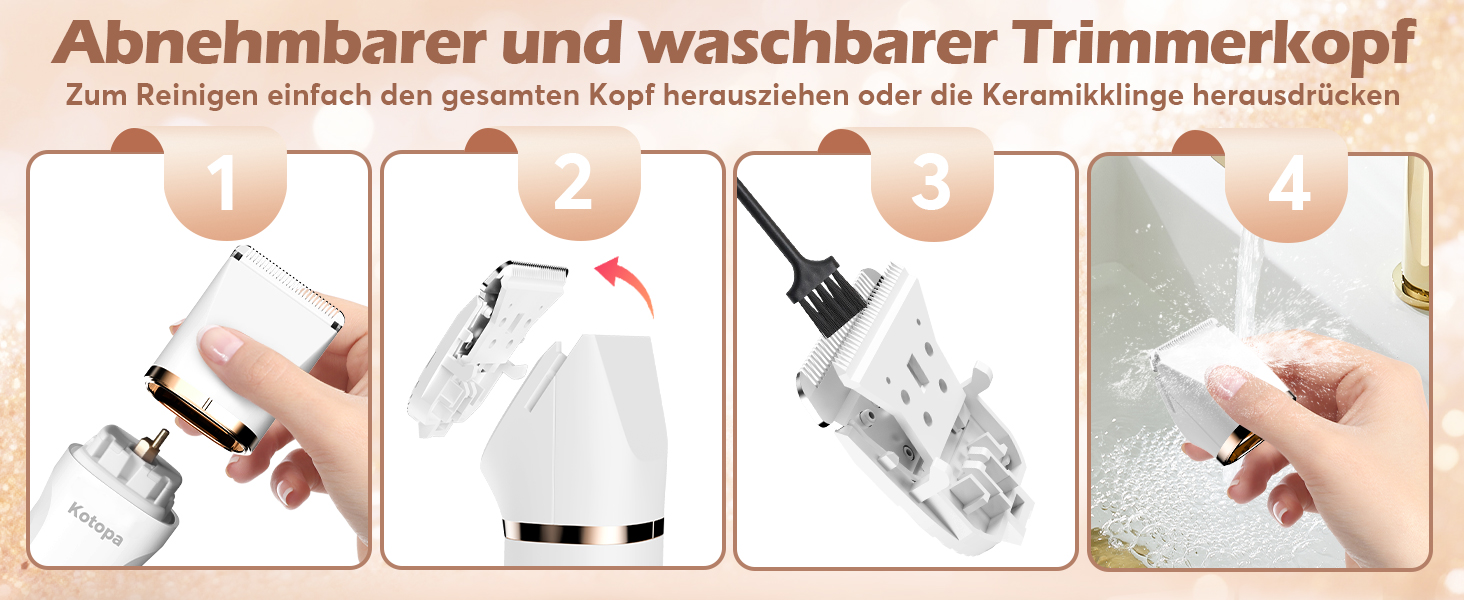 Електричний тример для інтимної зони для жінок 3-в-1, для бікіні, обличчя та тіла, бездротовий, водонепроникний, для чутливої шкіри (білий)