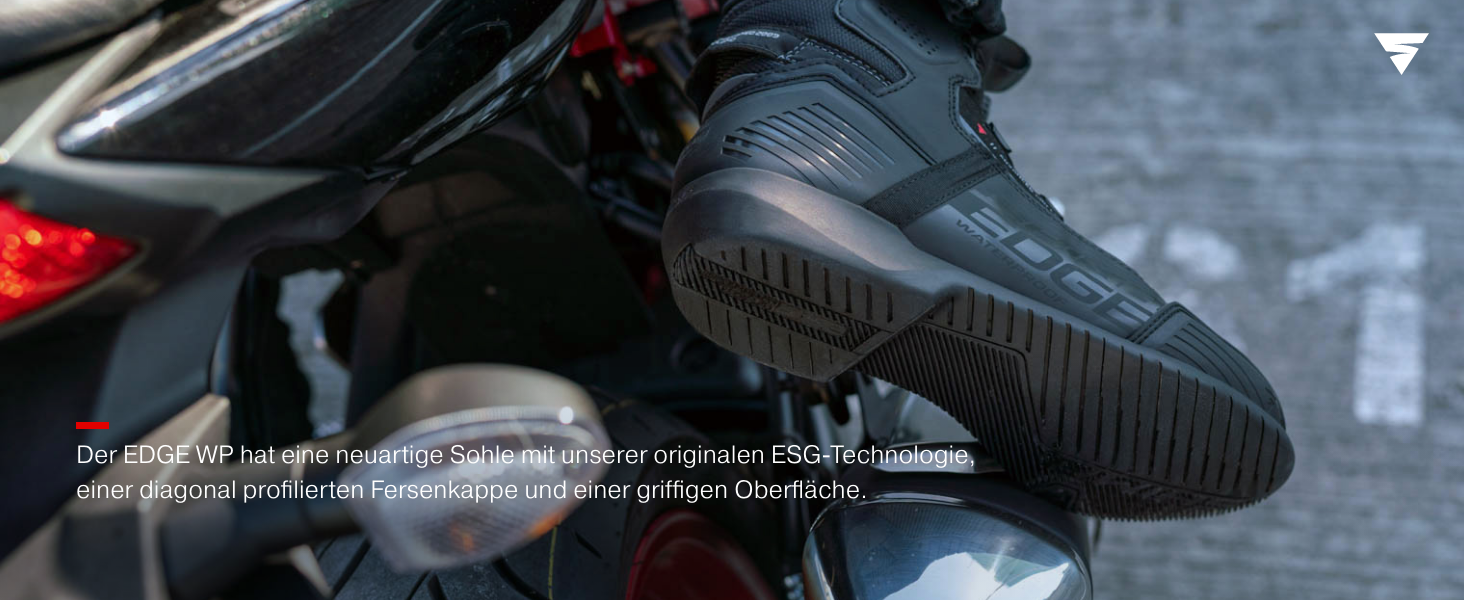 Мотоциклетні черевики SHIMA EDGE WP для чоловіків - водонепроникні, з Knöchelstütze та ATOP-застібкою, чорні, 43 EU