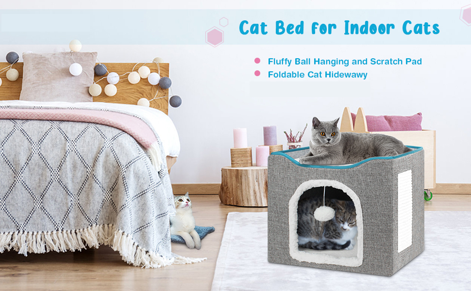 Кігтечка-будиночок для котів Brian & Dany, сіра, 40x40x32 см з ігровим м'ячиком та когтеточкою