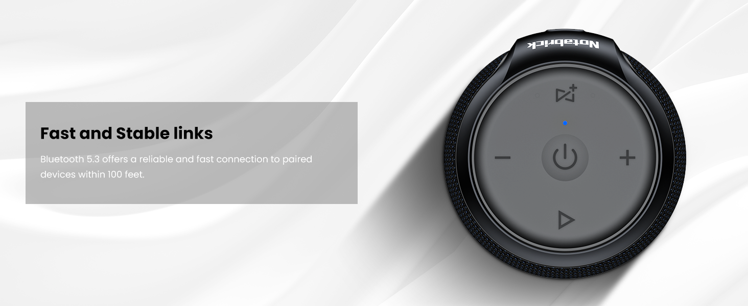 Bluetooth колонка NOTABRICK портативна, водонепроникна IPX67, бездротова 5.0, стерео бас, акумулятор 15 год, підтримка SD/TF/AUX, для дому, вулиці, пляжу, подорожей (чорна)