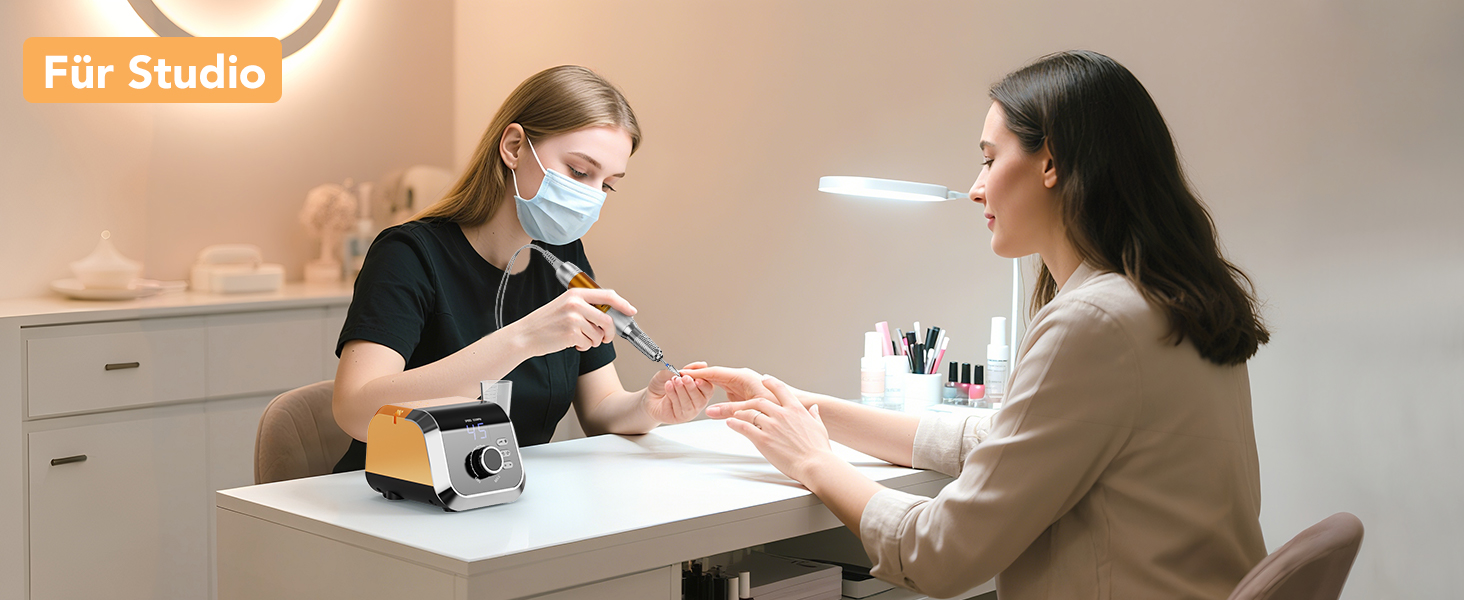 Професійний електричний фрезер для нігтів Nagelfräser 45000 об/хв з педаллю, LCD дисплеєм, 45 швидкостей, F/R, функція паузи, для гель-манікюру, для салону та дому