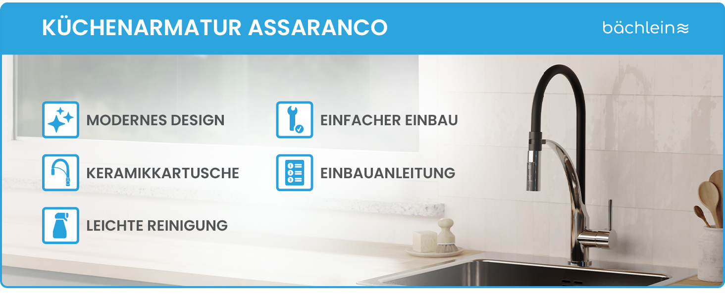 Кухонний змішувач Bächlein Nedo – поворотний на 360° з нержавіючої сталі, з гнучкою голкою та виливним гусаком з перемикачем, для кухні (гнучкий)