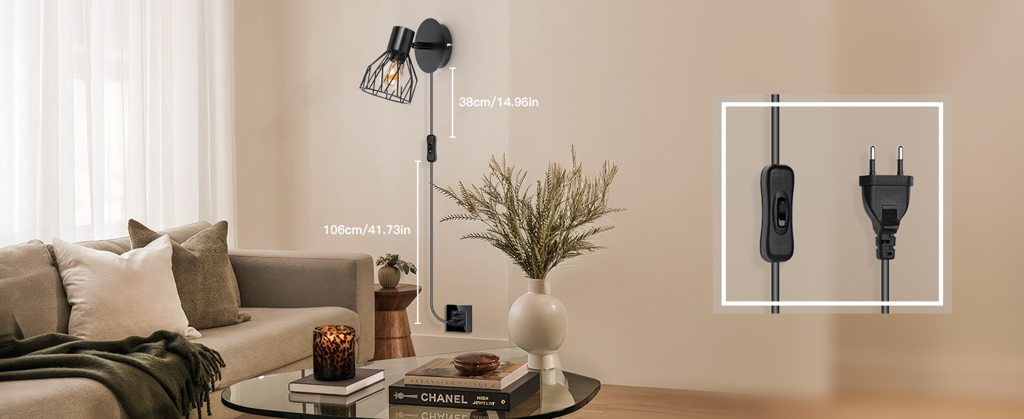 LED-стінні світильники Kimjo з акумулятором, диммування, поворотні, з таймером, E14, 2 шт. (чорний)