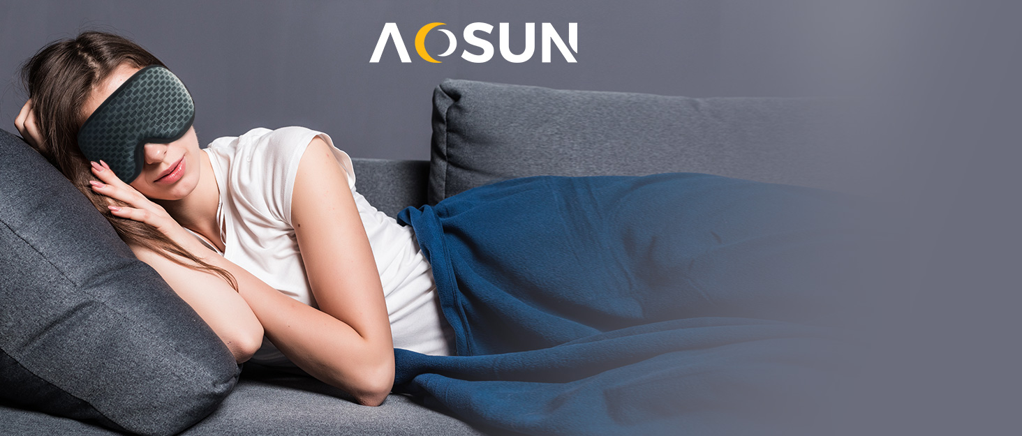 Маска для сну Aosun 3D для тих, хто спить на боці, оновлена версія 2025, повна світлоблокація, дихаюча тканина, регульована гумка, навушники, для подорожей, офісу, йоги (Рожева)