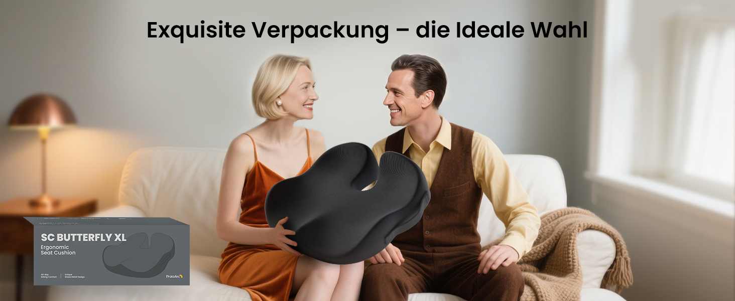 Крісло-подушка ProtoArc для офіса та авто, X-Large, з пам'яті ефектом, чорний, ергономічна підтримка спини