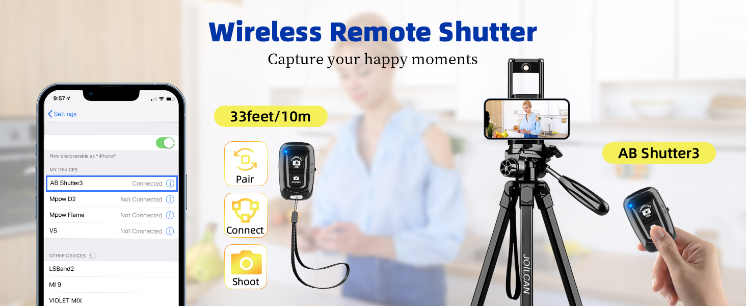 Штатив для камери JOILCAN 210.8 см: легкий трипод для смартфона, камери та селфі-палки з кульковою головкою 360° та пультом дистанційного керування. Алюмінієвий штатив з триножиною для Canon, Nikon, DSLR. Чорний.