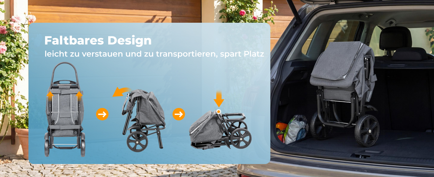 Складаний візок для покупок Homecall 50L з охолодженням, 3-в-1: візок, сумка-тележка, рюкзак (темно-сірий)