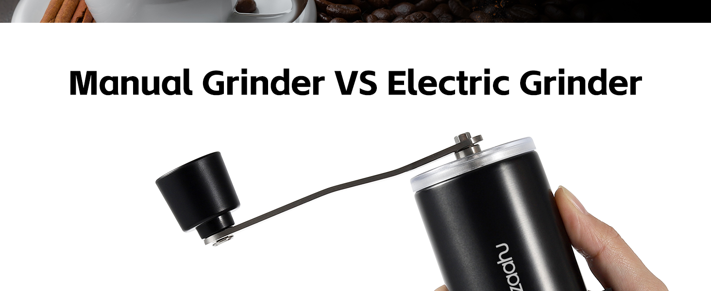 Vzaahu Кавомолка ручна, 6-ступенева, керамічний жорно, для дому, офісу, подорожей, срібна, чорна