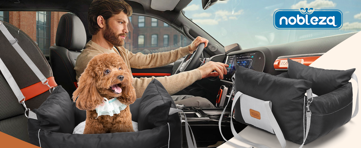 Автокрісло для собак Nobleza - зручне та практичне автоліжко для маленьких собак, 58x56x33 см, Oxford, всі сезони